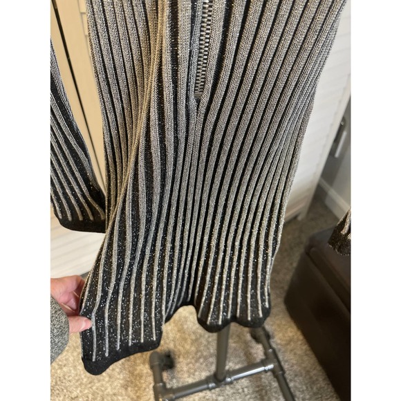 SOLD-Balmain Metallic Rib Knit Long Sleeve Sheath Dress Black Gra IT 40 NWT - Picture 10 of 13